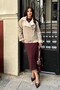 Women's Suede Coat with Inside Belt Detail - 2