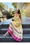 Women's Floral Patterned Yellow Dress with Rope Straps - 3