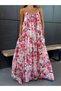 Women's Floral Patterned Pink Dress with Rope Straps - 3