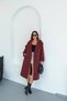 Women's Burgundy Cashmere Coat with Shoulder Details Nbmylk34 - 3