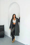 Women's Anthracite Cashmere Coat with Shoulder Details Nbmylk34 - 4