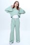Girls' 100% Cotton 3 Piece Tracksuit Set – Modern Crop Top, Wide Sleeve, Sports Combination-182