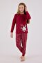 Women's Burgundy Plaid New Year's Concept Family Pajama Set - 4