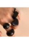 Vintage Boho Style Resin Ring Set- 5 Pieces, Black, Assorted Geometric and Heart Shapes - 5