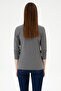 سويت شيرت نسائي أساسي بياقة بولو باللون الأنثراسيت الميلانج 50313593-VR081 - 5