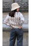 Una Fiaba-Bej Crew Neck Argyle Patterned Women's Buttoned Knit Cardigan - 6