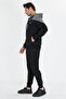 Men's Cotton Hooded Tracksuit Set Black 5739-S - 4