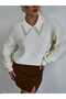 stone embroidered shirt collar knit sweater - 5