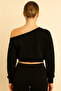 Women's Boat Neck Chest Window Detailed Model New Season Sweatshirt - 2