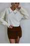 stone embroidered shirt collar knit sweater - 3