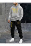 Tracksuit Set with Hoodie Sweatshirt and Sweatpants, Great Patterned Set