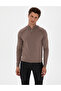 Mink Slim Fit Stand Collar Zippered Knitwear Sweater 50315752-Vr052
