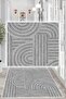 Geometric Patterned Decorative Non-Slip Base Washable Runner Entrance Hall Carpet - 2