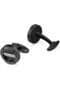 Fusion Cufflinks - Ion-Plated Black Netted Design with Screwed Edge & Signature - Men' - 6