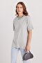 Women's Relax Fit Comfortable Cut 100% Cotton Soft Textured Basic Crew Neck Gray T-Shirt Blouse - 4