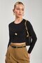 Women's Gold Buttoned Sandy Blouse - Black - 3