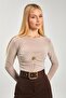 Women's Gold Buttoned Sandy Blouse - Mink - 3