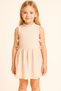 Girl's Wrap Neckline Beige Sleeveless Dress with Bow |   Girl's Dress