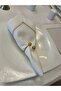Polyester Linen Gold Pique Detailed Off-White Napkin 40X40 - 6 Pieces - 3