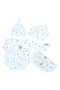 Clouds & Stars Baby Set Combo 4 pcs, (Body suit/Burp cloth/Bib/Hat)