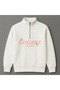 Women's Floral Tihikihkke Printed Half Zipper Stand Collar 3 Thread Thick Winter Sweatshirt - 2