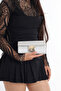 Striped Chupra Nal Stone Silver Gold Lockable Evening Dress Bag - 2