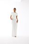 Boat Neck White Long Designer Dress
