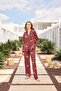 Lodos Store Women's V-Neck Long Sleeve Front Buttoned Cotton Pajamas Set New Year's Deer Pattern - 2