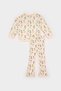 D8341 Ecru Baby Girl 2-Piece Set Floral Crew Neck Sweatshirt and Elastic Waist Leggings