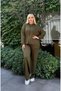 Women's Plus Size Flexible Judge Collar Cardigan and Sweatpants Set with Pockets 24901