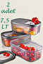 2-Piece 7.5 Liter Detergent Tablet Storage Box with Stripes - Food and Vegetable Container with Sliding Lid