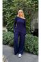Women's Plus Size Boat Neck Asymmetrical Cut Flexible Tracksuit Set with Finger Loop Detail 24902 - 5