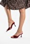 Women's Burgundy Pointed Toe Heeled Shoes Slippers Sandals - 2
