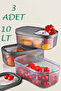 3-Piece 10 Liter Detergent Tablet Storage Box with Stripes - Food and Vegetable Container with Sliding Lid