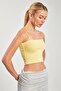 Women's Strap Tank Top with Chest Pads - Yellow - 3