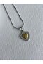 Women's Steel Zircon Stone Plate Heart Necklace - 4
