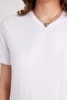 Women's Slim Fit Tight-Fitting Cotton Soft Textured Lycra Plain Basic White V-Neck T-Shirt Blouse - 3