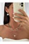 Women's Steel Zircon Stone Plate Heart Necklace - 3