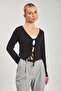 Women's Long Sleeve Tie Front Cardigan - Black