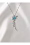 Women's Steel Zircon Stone Dangle Butterfly Necklace