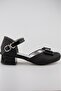 Girl's Black Evening Dress with Glitter Sand Detail and Bow Shoes