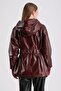 Maroquin Leather Alicia Women's Hooded Leather Coat - 6