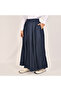 Navy pleated skirt with side zip closure