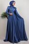 Alaz Satin Rose Evening Dress Indigo - 2