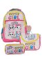 Girl's Three-Eyed Pink/Yellow Elementary School Triple School Bag Set - Super Girl - Ppset5220