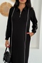 Women's Polo Neck Half Zipper Long Modal Dress - 3