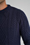 Trist Star Men's Navy Blue Checked Hair Braided Circular Neck Wool Sweater Trist-5347 - 5