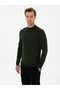 Dark Green Slim Fit Wool Blend Quarter Fisherman Basic Knitwear Sweater 50315295-Vr079