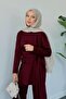 Yakamoz Silvery Side Shawl Detailed Suit Burgundy