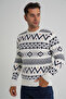 Trist Star Men's Bone Jacquard Patterned Cycling Collar Christmas Wool Sweater Trist-5348 - 4